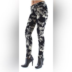 Memoi Velvet Abstract Floral Cotton Blend Leggings